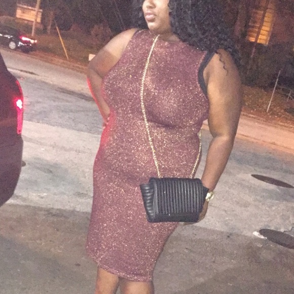 Burgundy sparkle turtleneck dress - Picture 2 of 2